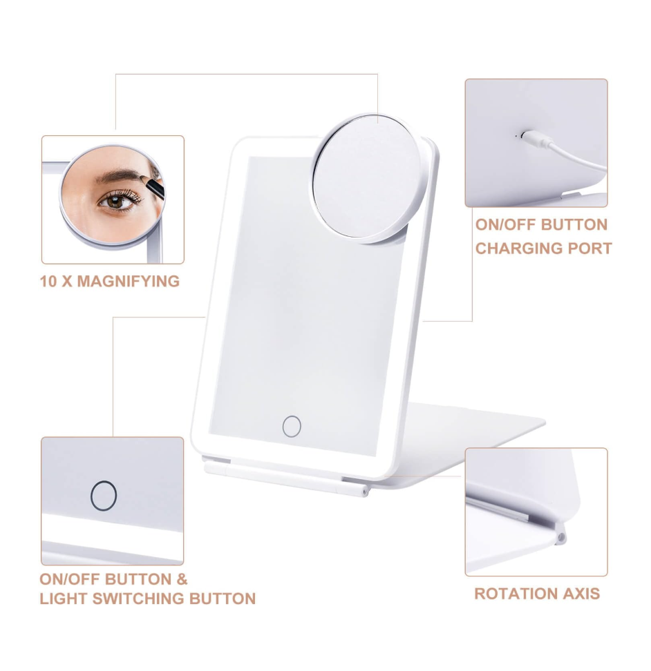 LED Foldable Travel Makeup Mirror